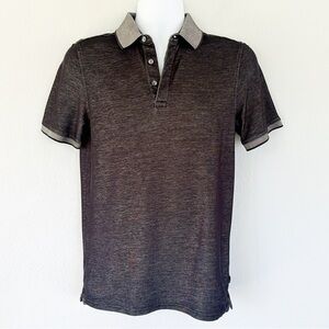 Calvin Klein men’s dark gray contrast trim cotton polo shirt size small